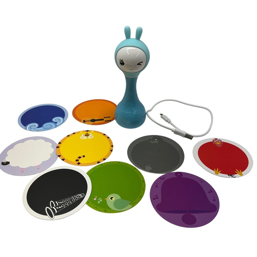 Alilo Smarty Bunny R1 Interactive Baby Rattle Blue Music Player Color Sensory